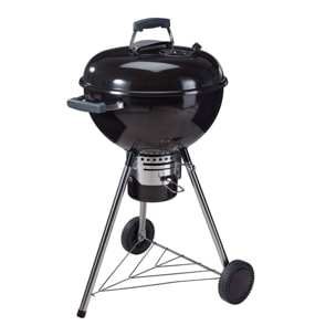 Barbacoa de Carbón con Tapa y Ruedas Ø54 cm - Parrilla Cromada de 45 cm y Rejilla para Carbón - Para Jardín con Patas de Acero Inoxidable