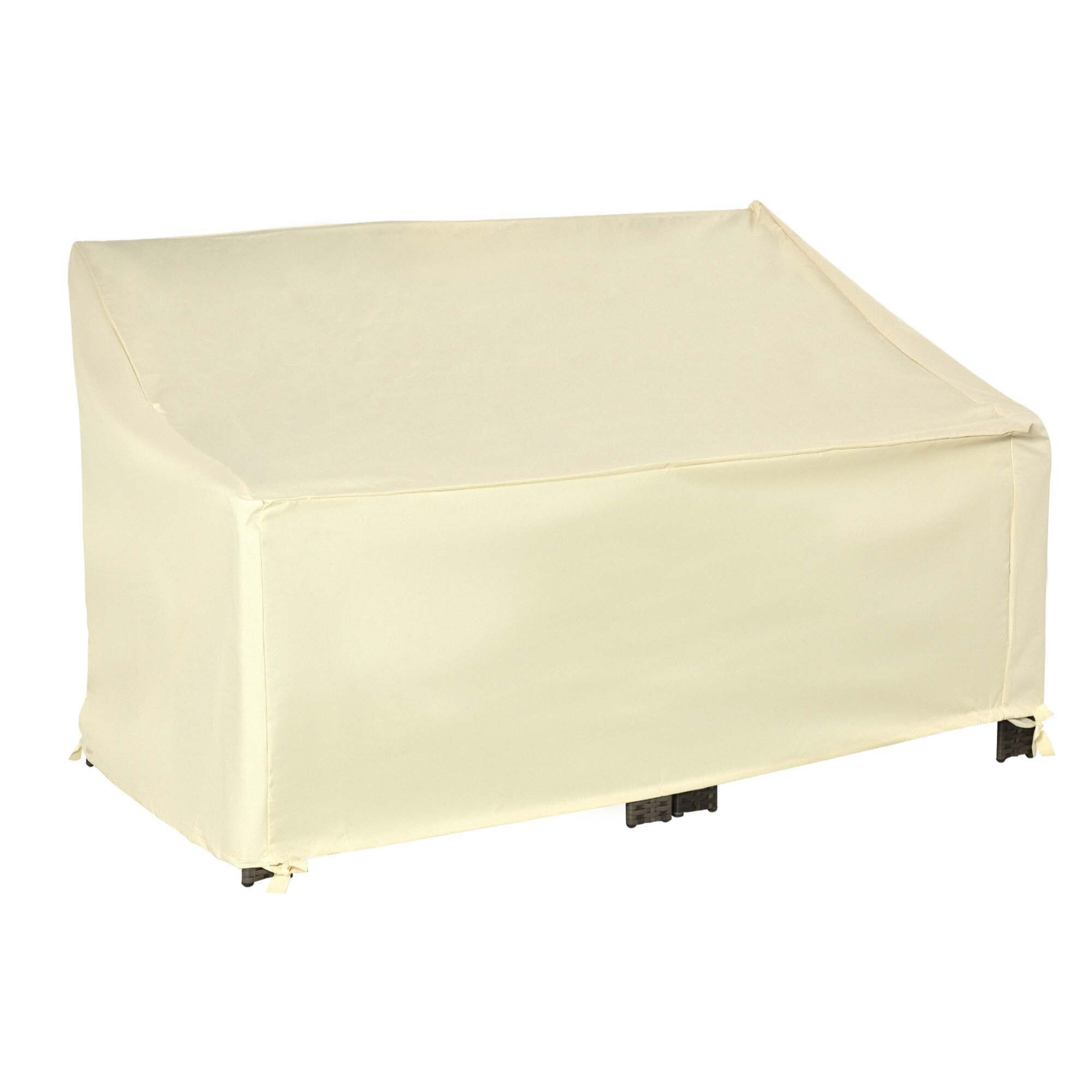 Funda Protectora para Banco de 2 Plazas 140x84x56/94 cm Cubierta de Muebles Exterior Tela Oxford 600D con Recubrimiento Impermeable para Jardín Patio Terraza Crema