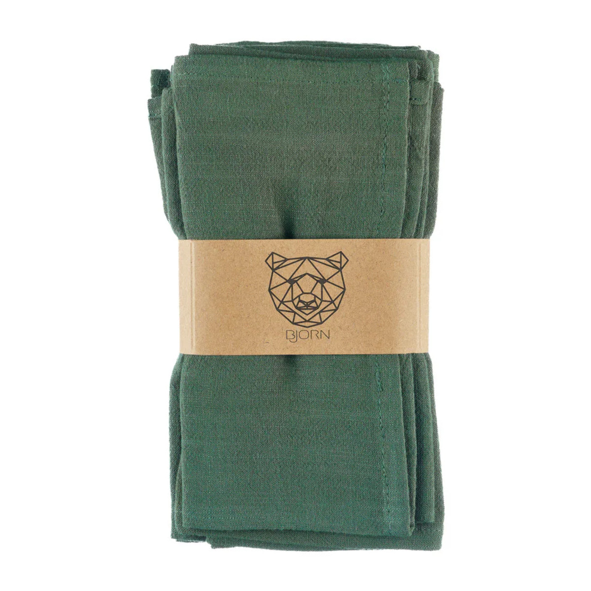 Serviette de table - 6 pièces - Lin et coton vert sapin