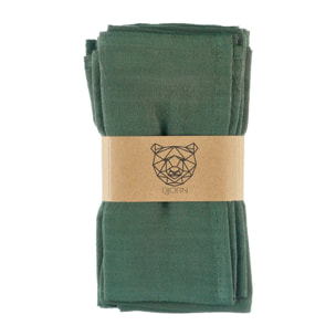 Serviette de table - 6 pièces - Lin et coton vert sapin