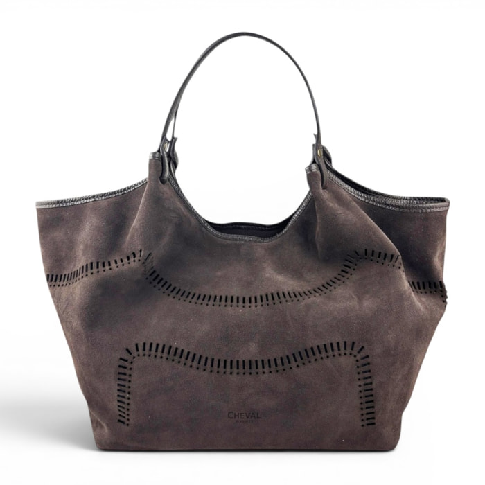 Borsa a Spalla Cheval Firenze Madera Suede Testa di Moro