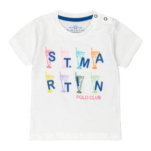 T-shirt jersey con stampa high density Polo Club St Martin Bianco