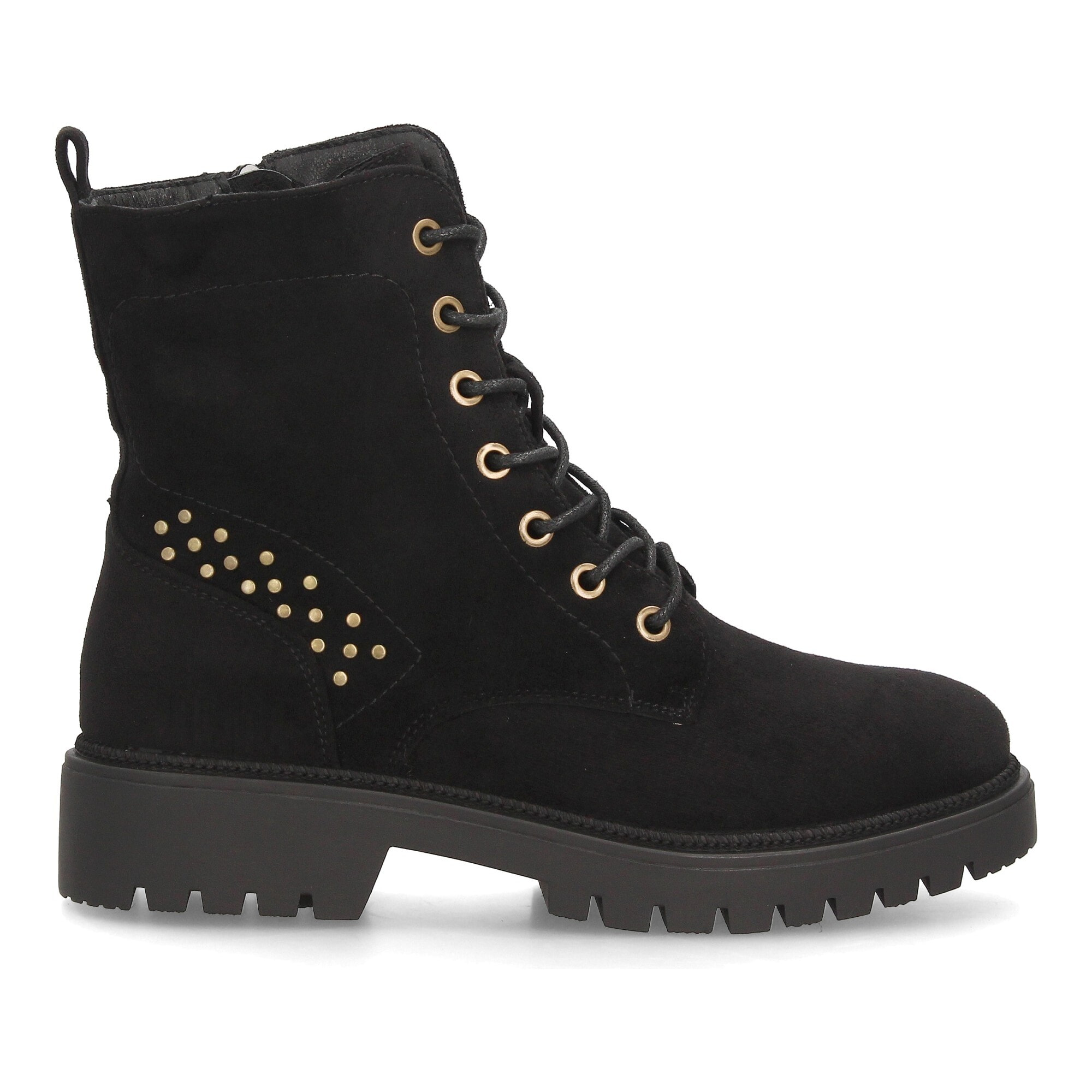 Botines militares con cordones y tachuelas para mujer