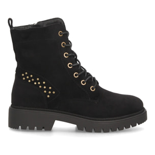 Botines militares con cordones y tachuelas para mujer