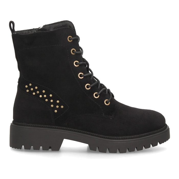 Botines militares con cordones y tachuelas para mujer