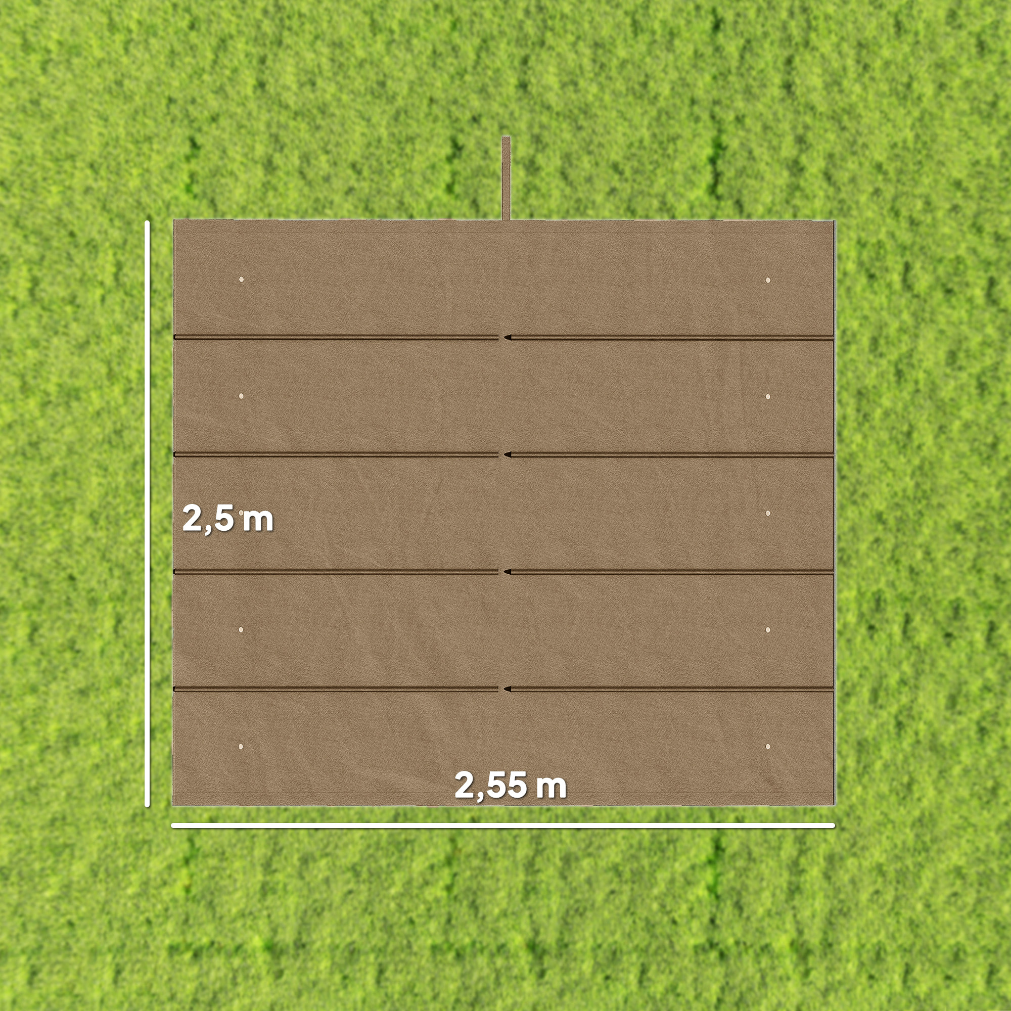 Techo de Pérgola 2,5x2,55 m, Techo de Repuesto Retráctil para Marco de Pérgola de 3x3 m, UV30+, Toldo de Tela Solo para Cenador Jardín con 10 Orificios de Drenaje, Pardo