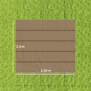 Techo de Pérgola 2,5x2,55 m, Techo de Repuesto Retráctil para Marco de Pérgola de 3x3 m, UV30+, Toldo de Tela Solo para Cenador Jardín con 10 Orificios de Drenaje, Pardo