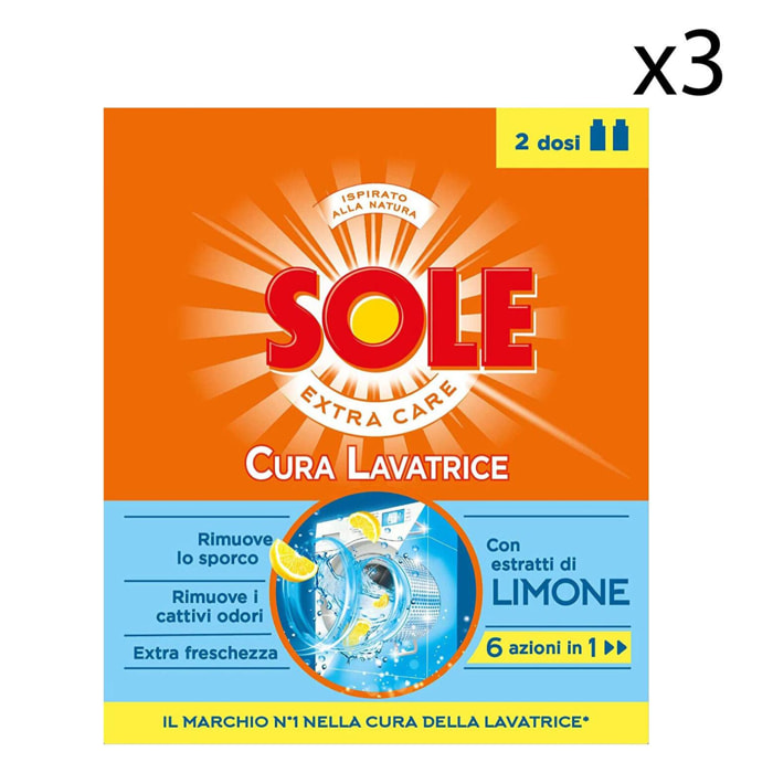 3x Sole Cura Lavatrice Freschezza Limone - 2 Flaconi da 250ml