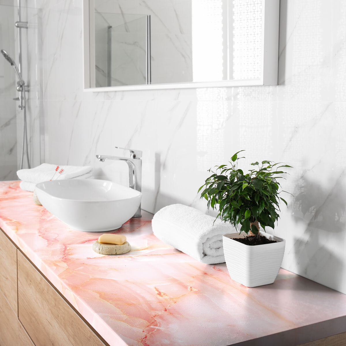 Rouleau revêtement adhésif vinyle au mètre - Sticker lavable Cuisine Meuble Armoire Porte - MARBRE DE BARI