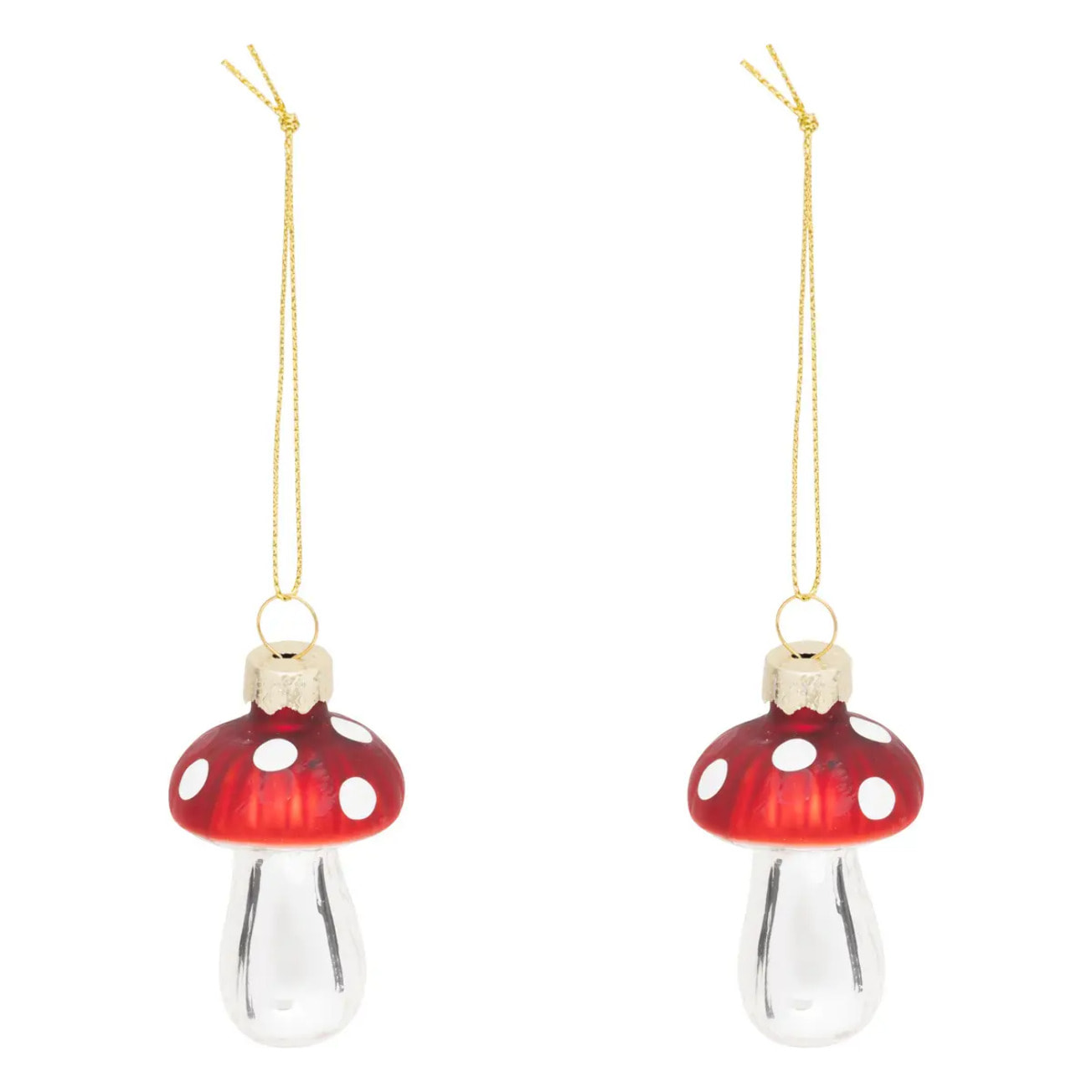 Lot de 2 sujets champignon H.6cm verre rouge