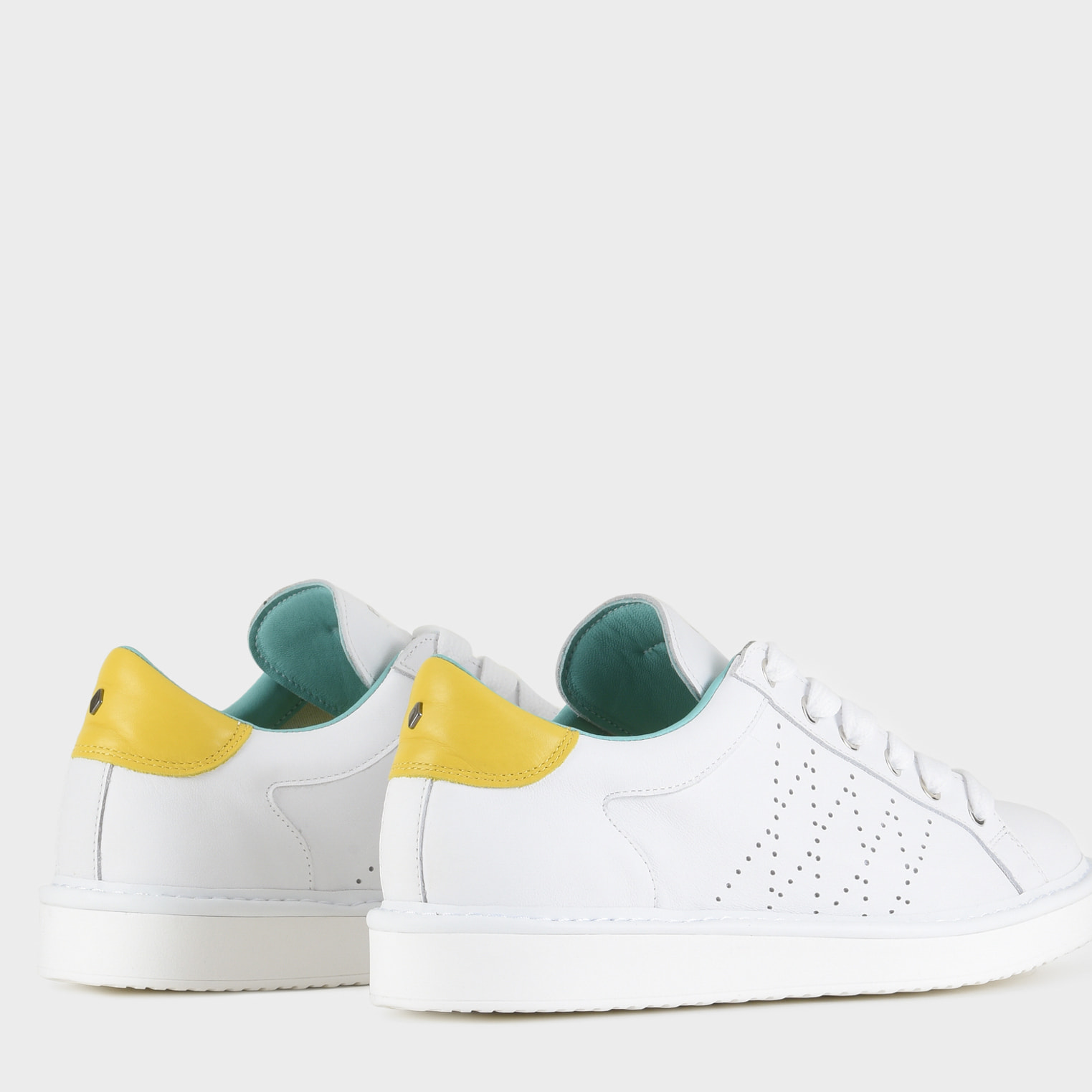 ZAPATO CON CORDONES HOMBRE P01 DE PIEL BLANCO AMARILLO CALABAZA