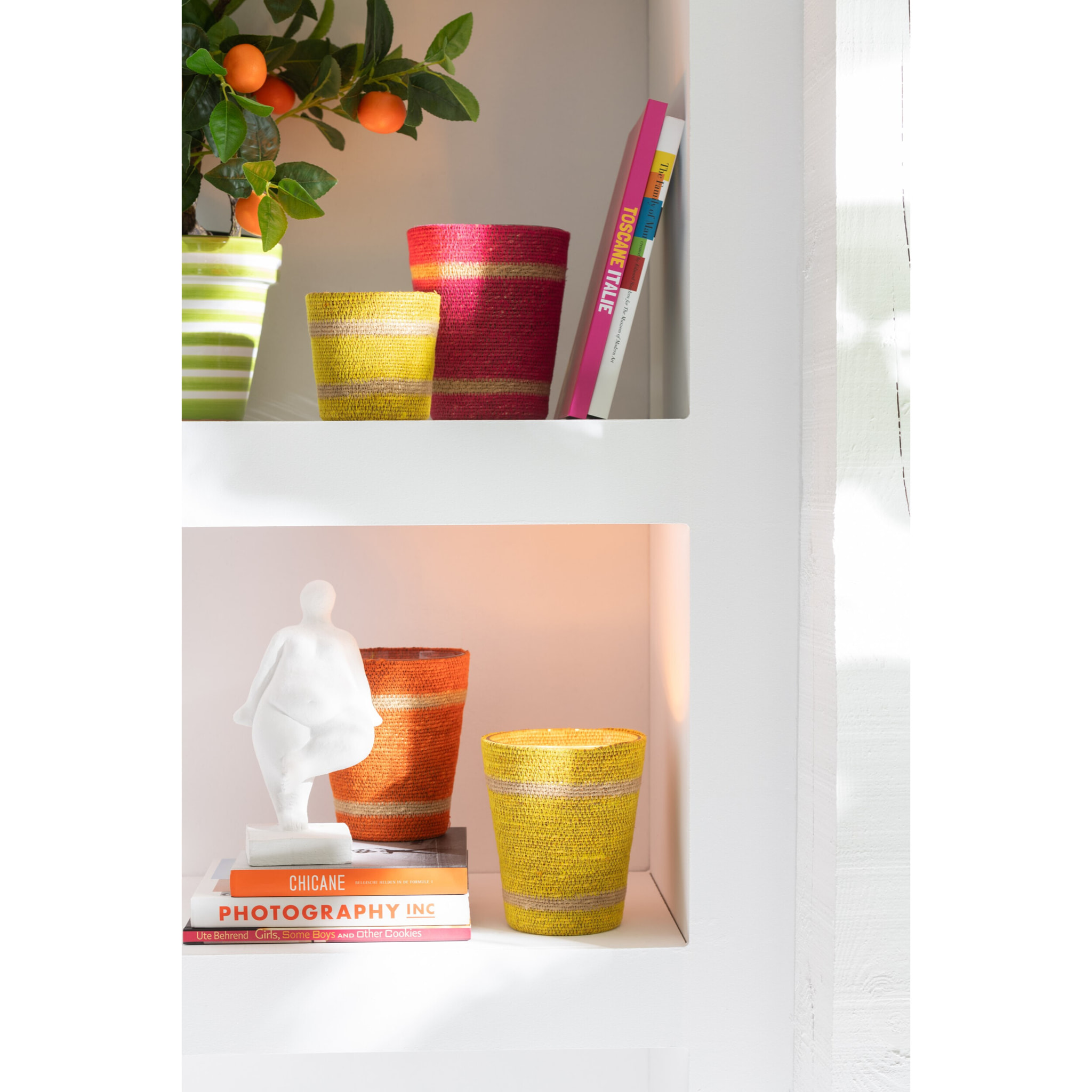 J-Line bougie parfumée Panier - jaune - large - 75H