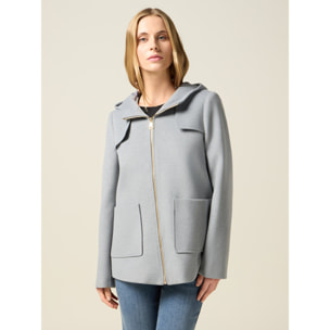 Oltre - Cappotto corto con zip e cappuccio - Grigio