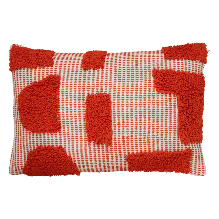 Coussin "Poppy" coton tufté orange 58x38cm