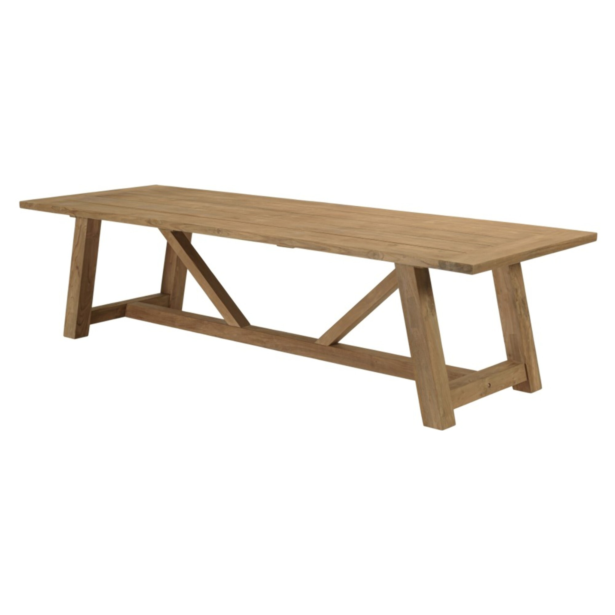 KALLY - Salon de jardin 1 table et 2 bancs en teck recyclé