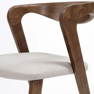 Chaise en bois d'hévéa marron et tissu beige - Vega