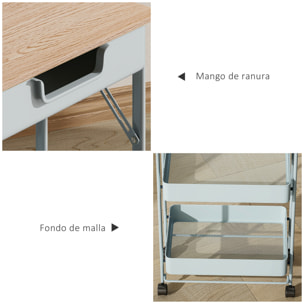 Carrito Auxiliar con Ruedas de 4 Niveles Carro de Cocina con 1 Cajón y 3 Cestas Carrito Organizador para Dormitorio Salón Oficina Verde Claro