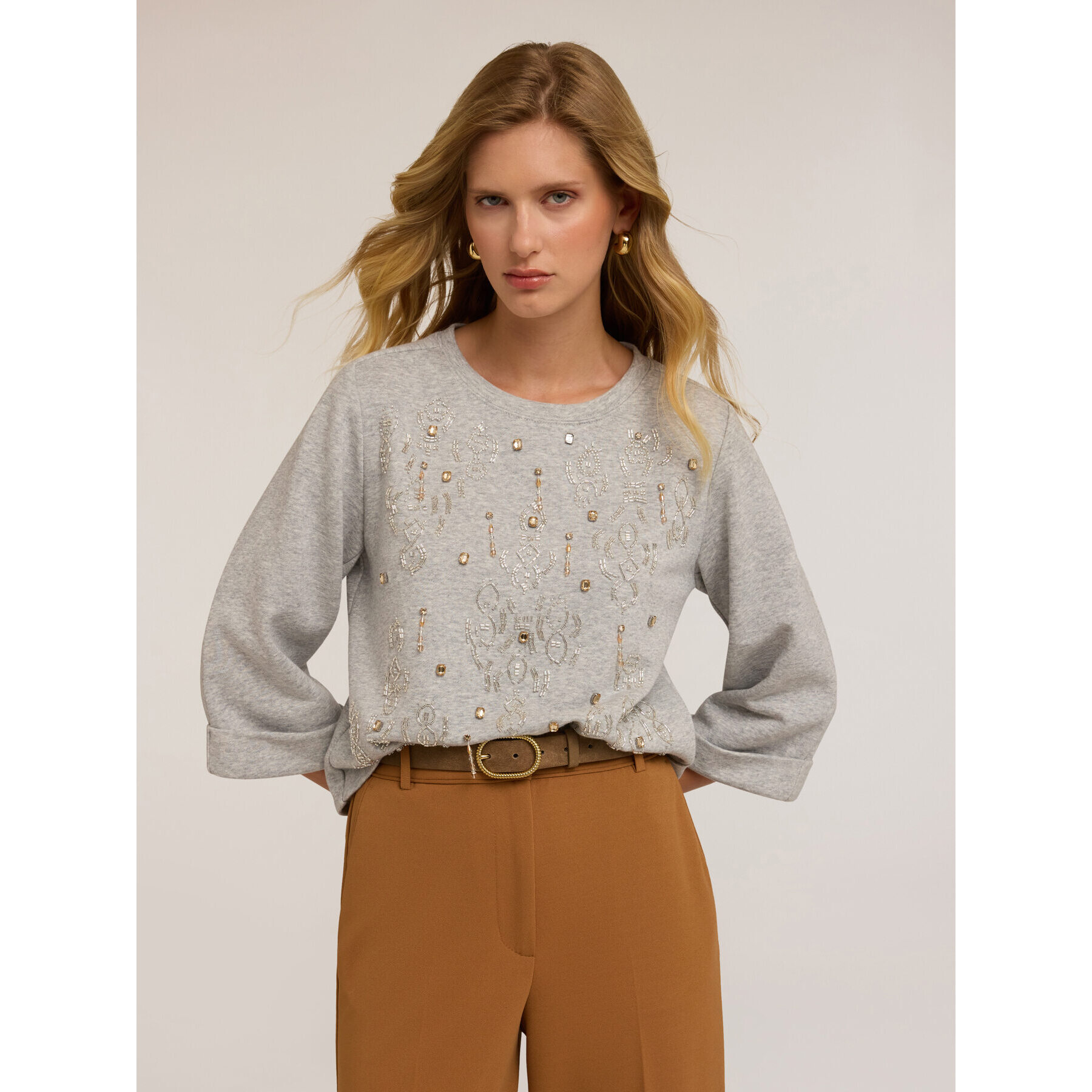 Motivi - Felpa ricamata - Grigio