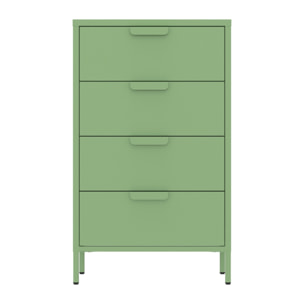 Cassettiera in metallo 4 cassetti 60x38x101 cm verde salvia - Pop
