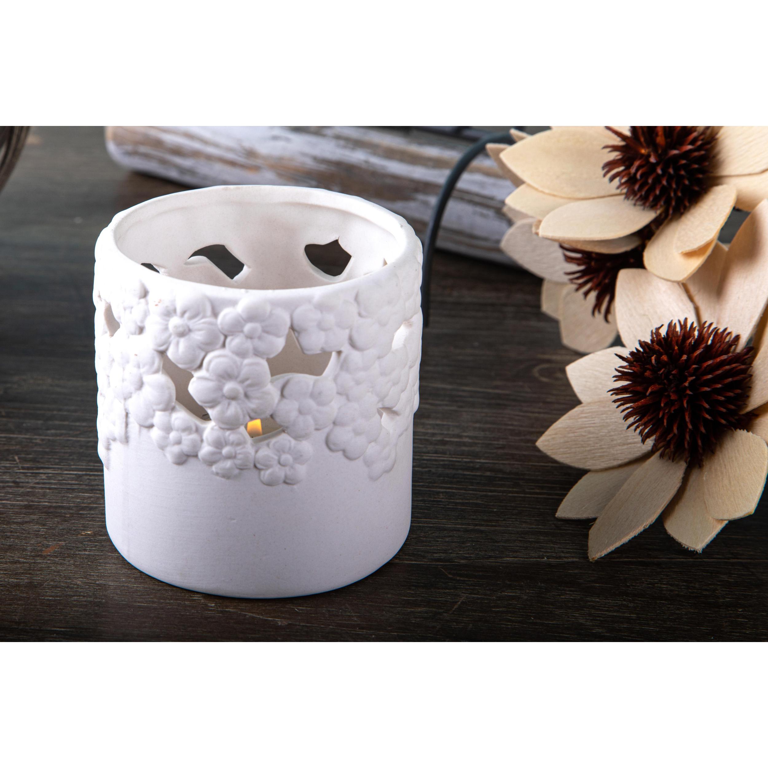 Bicchiere Portacandela In Ceramica. Altezza 8 Cm - Pezzi 6 - 8X8X8cm - Colore: Bianco - Bianchi Dino - Decori Casa E Complementi