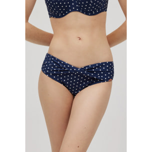 Slip bikini a vita bassa con scollo a V e pois