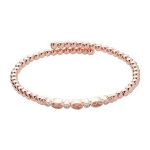 Bracciale U.S. Polo Assn. Rigido aperto in metallo dorato rosa con cristalli bianchi e topazio
