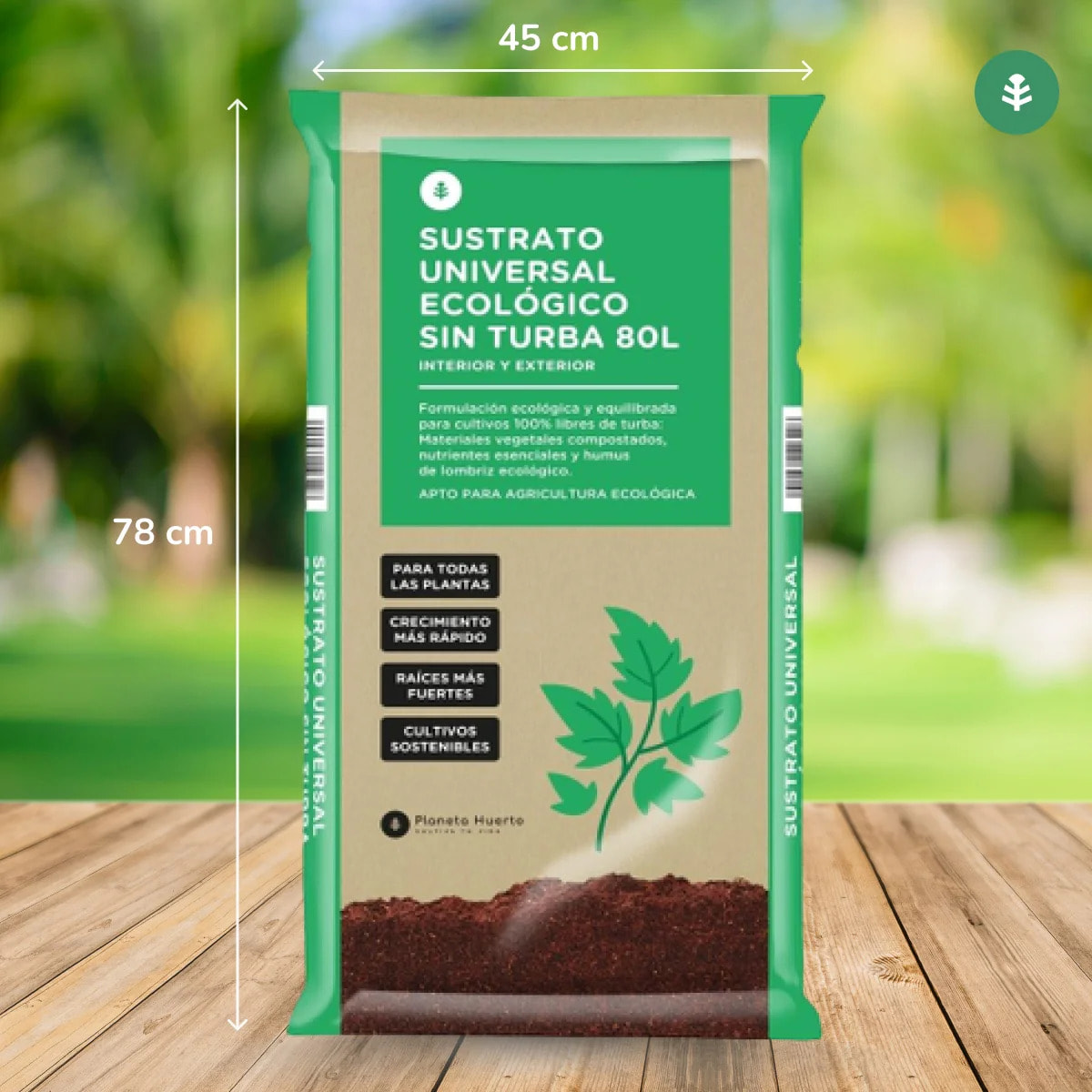 Sustrato Universal Sin Turba ECO Planeta Huerto 80 L - Fórmula mejorada