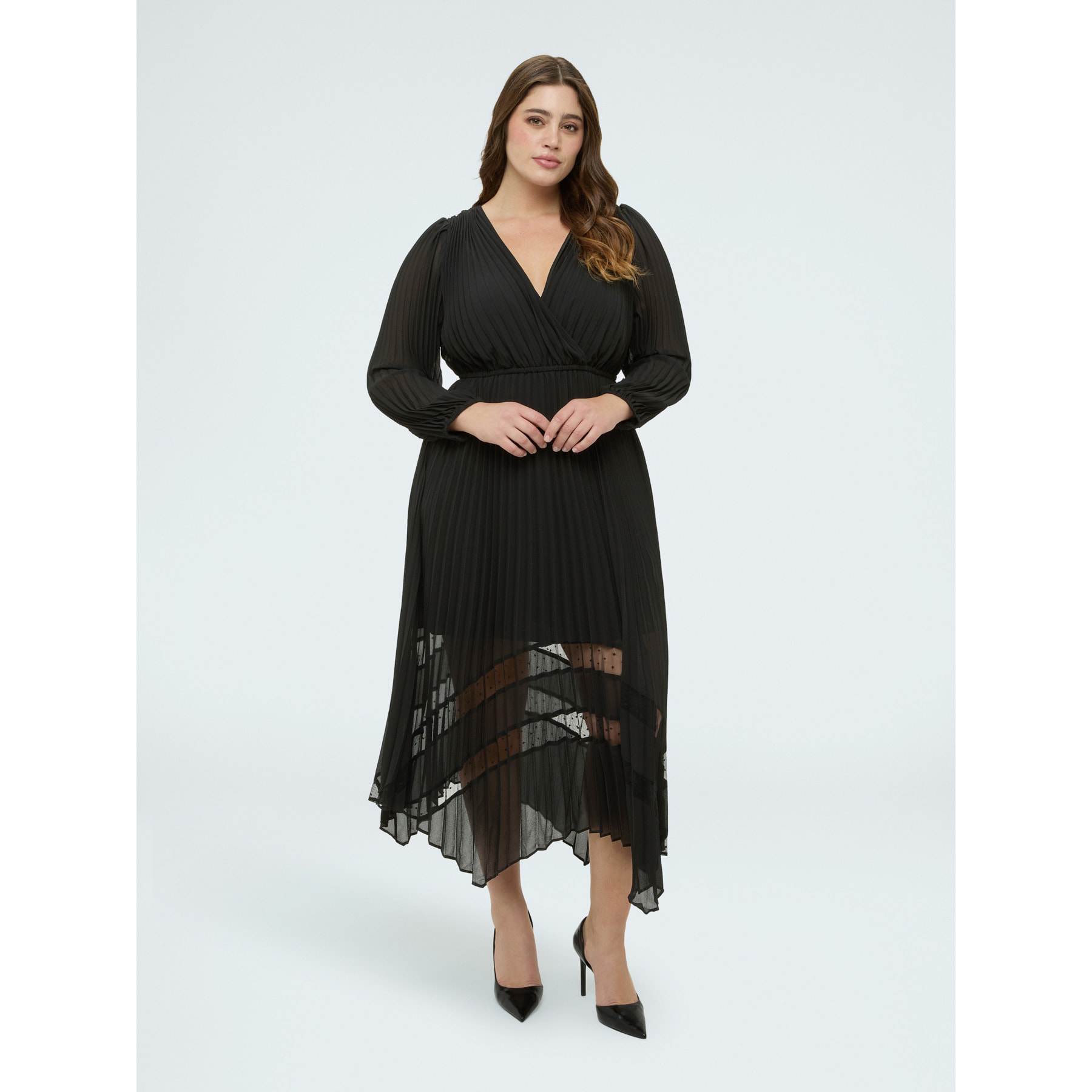 Fiorella Rubino - Vestito DREAM in georgette plissé - Nero