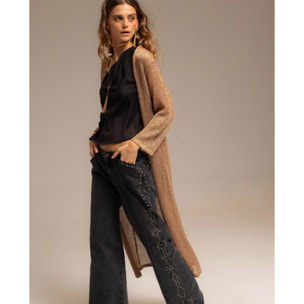 Cárdigan de mujer largo de punto con lentejuelas