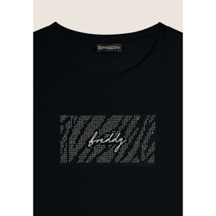 T-shirt in cotone Supima con logo e borchiette