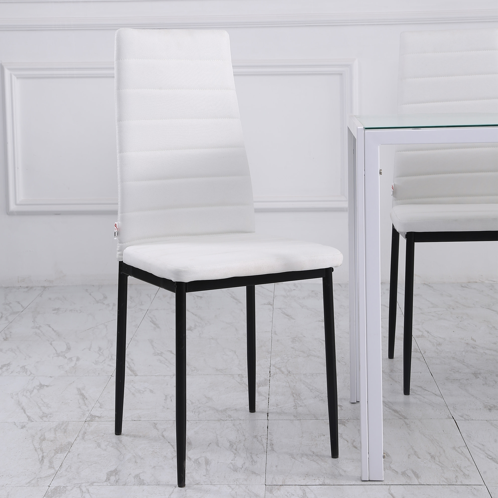 Lot de 4 chaises de salle à manger design tissu blanc