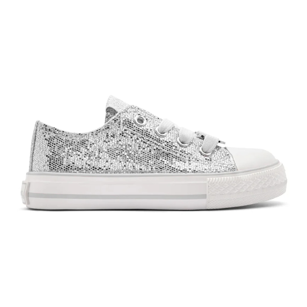 Zapatillas Bajas Niña Glitter Plata