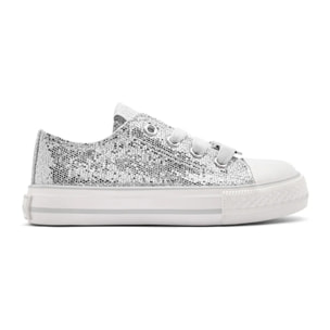Zapatillas Bajas Niña Glitter Plata