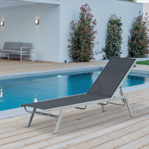 Bain de soleil transat design contemporain dossier inclinable multi-positions