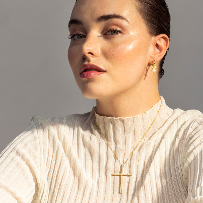 Pendientes de Circonita Brillante acabados en oro amarillo de 18k