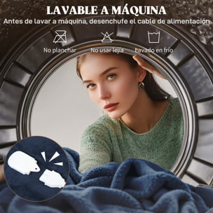 Manta Eléctrica Grande 180x130 cm, Manta Térmica Sofá de Coralina, 10 Niveles de Temperatura, Temporizador, Lavar a Máquina, Pantalla LED, Protección contra Sobrecalentamiento, Azul