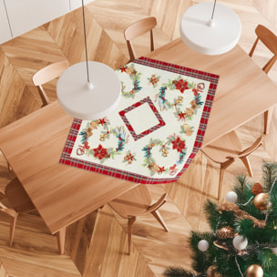 CENTROTAVOLA NATALIZIO JACQUARD DISEGNO GHIRLANDA