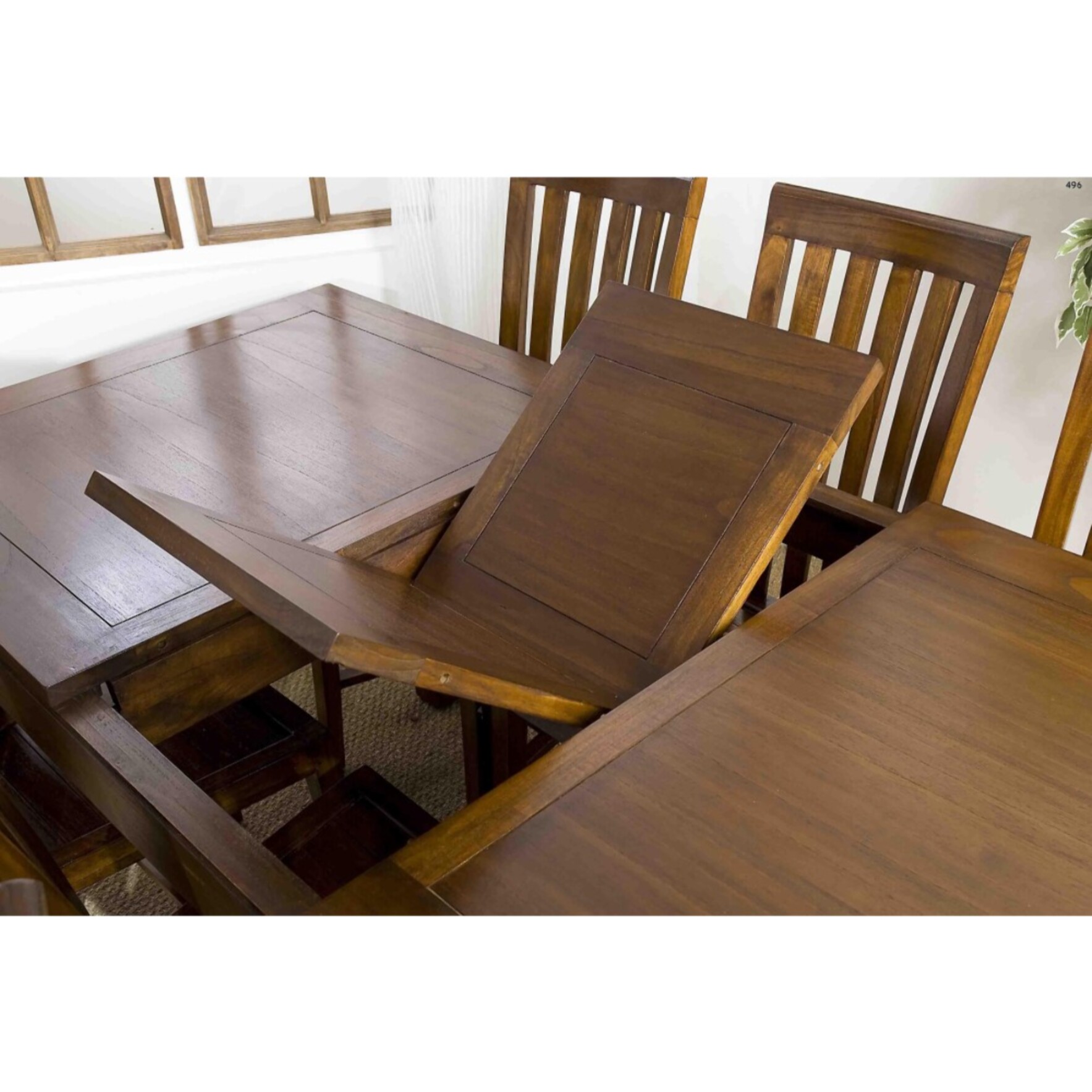 LAUREN - Table à manger rectangulaire marron rallonge 160/200cm bois Mindi