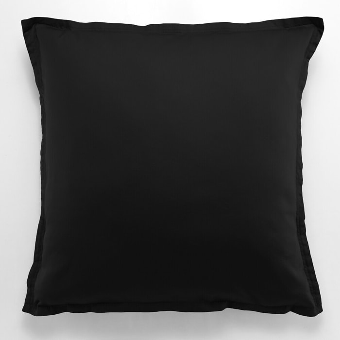 Paire de TAIE D'OREILLER 1PCS 65X65CM 100% SATIN DE COTON 105 FILS NOIR