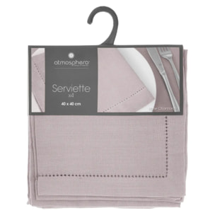 Lot de 4 serviettes de table "Chambray" gris souris 40x40cm