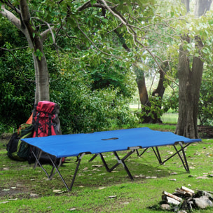 Cama de Camping Plegable Cama de Acampada con Bolsa de Transporte y Marco Metálico Carga 136 kg para Playa Senderismo 193x125x40 cm Azul