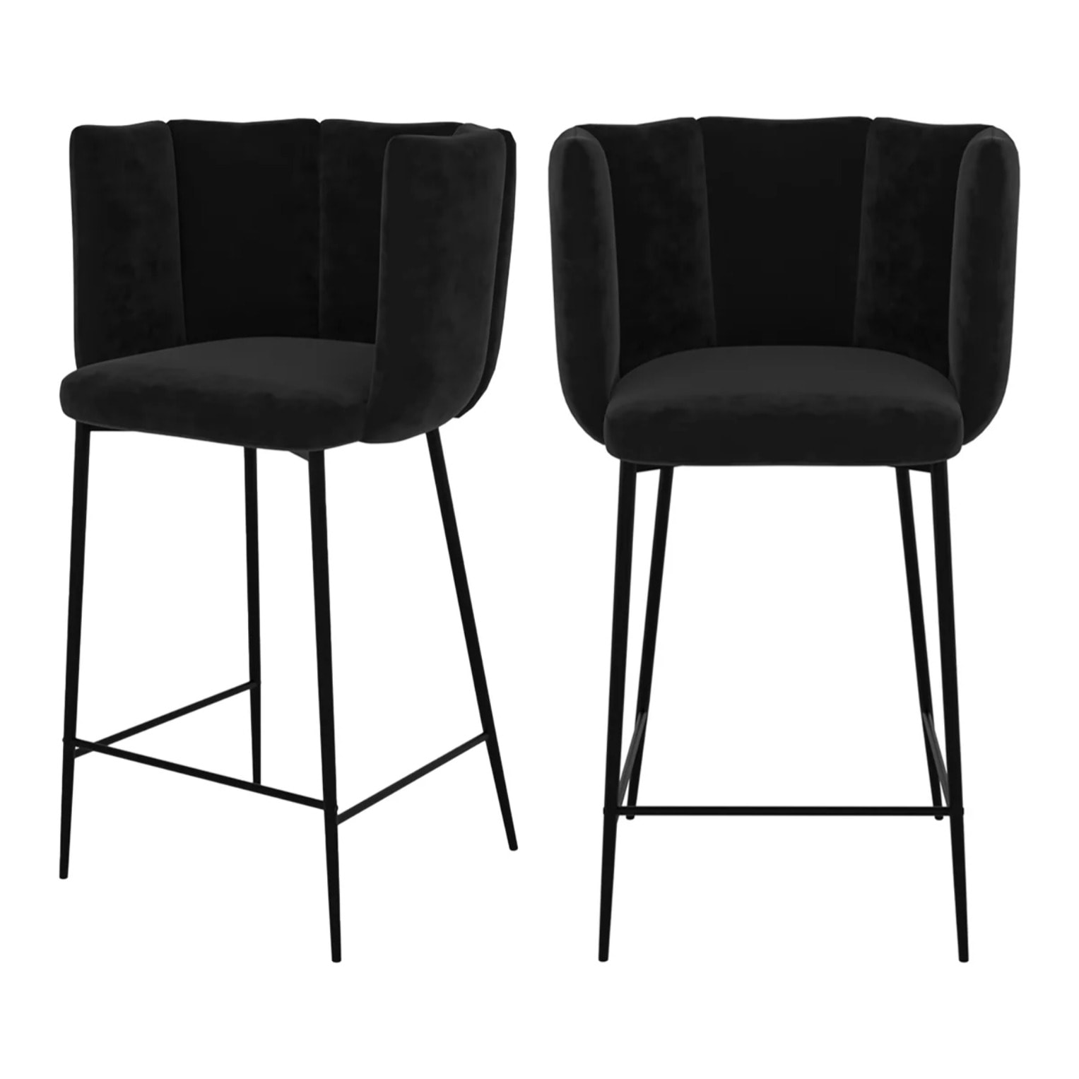 Lot de 2 chaises pour îlot central 67 cm en velours noir - Rosy