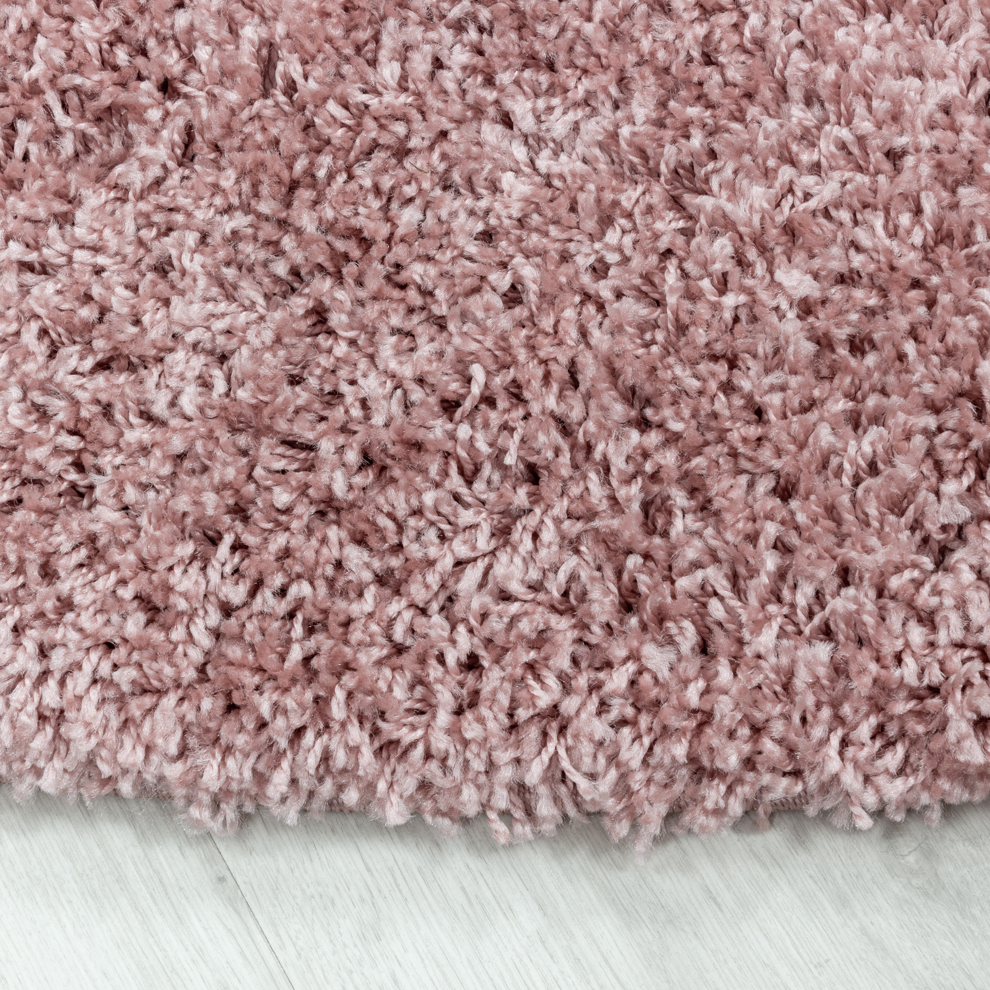 SYDNEY - Tapis shaggy uni rond à poils longs rose - SYD3000ROS