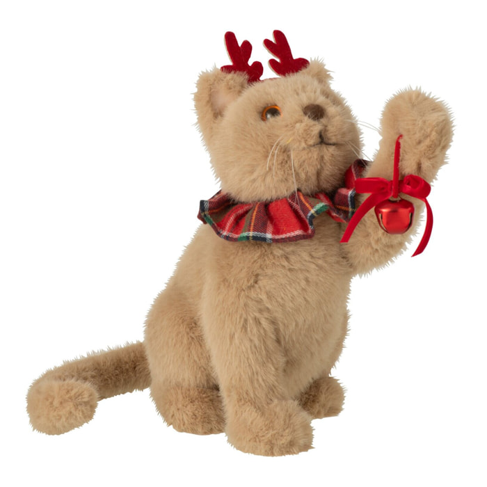 J-Line chat avec bandeau - tissu - beige/rouge Noël