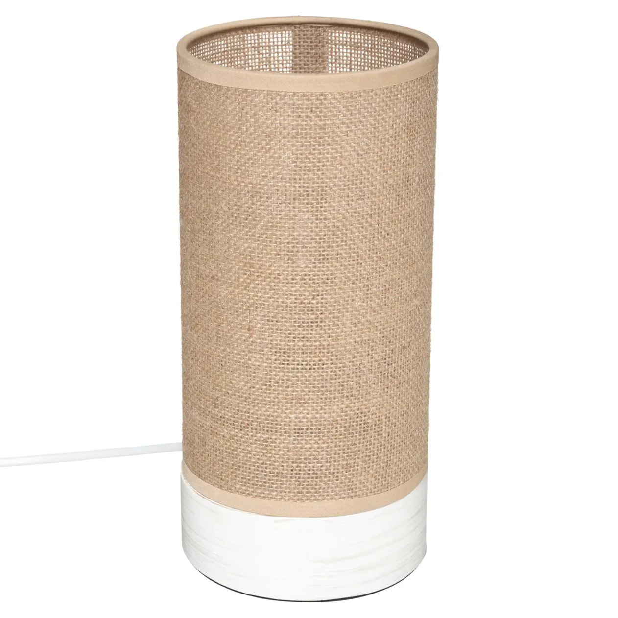 Lampe cylindre "Elva" lin beige H27cm