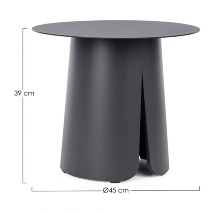 Tavolino rotondo BRYAN in alluminio antracite