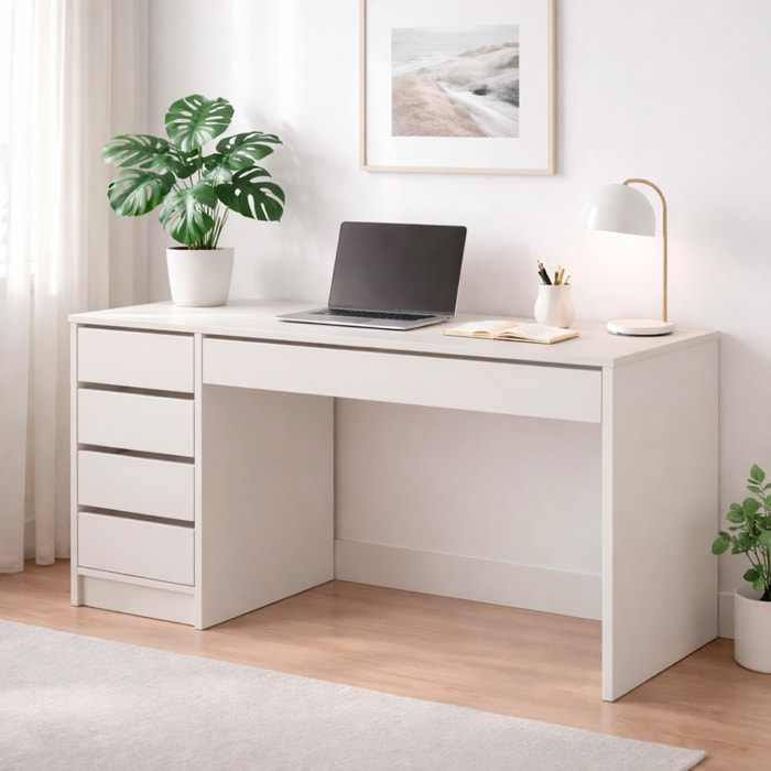 Scrivania moderna con 4 cassetti 1 cassettone centrale Scrittoio da Studio o Ufficio 120 x 75 x 55 cm Cashmere