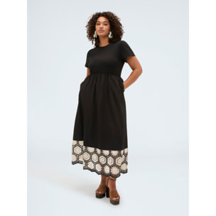 Fiorella Rubino - Vestido largo con volante de crochet - Negro
