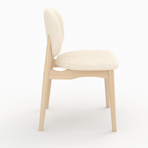 Lot de 2 chaises en tissu bouclé beige - Paulette