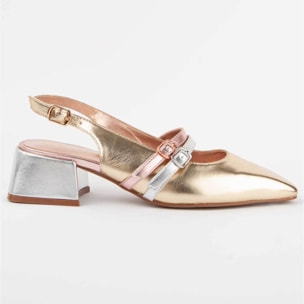 Zapato De Tacón - Dorado - Altura: 4 Cm